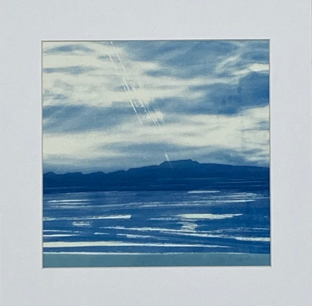 Paysage marin miniature de cyanotype